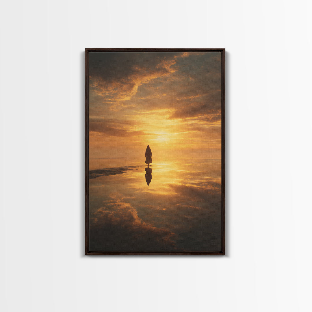 Eternal Sunrise Path, Framed Canvas Print, Christian Art Canvas, Jesus Christmas Art, Christian Wall Art, Moody Christmas Art, Christian Gi