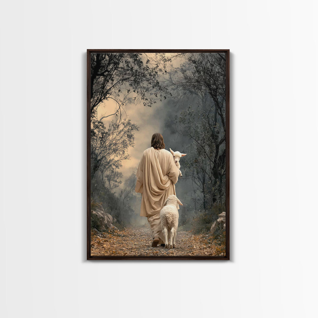 Lamb Of Peace – Framed Canvas Print – Christian Art Print – Jesus Painting – Christian Wall Art – Christian Art Gift – Modern Christian Art