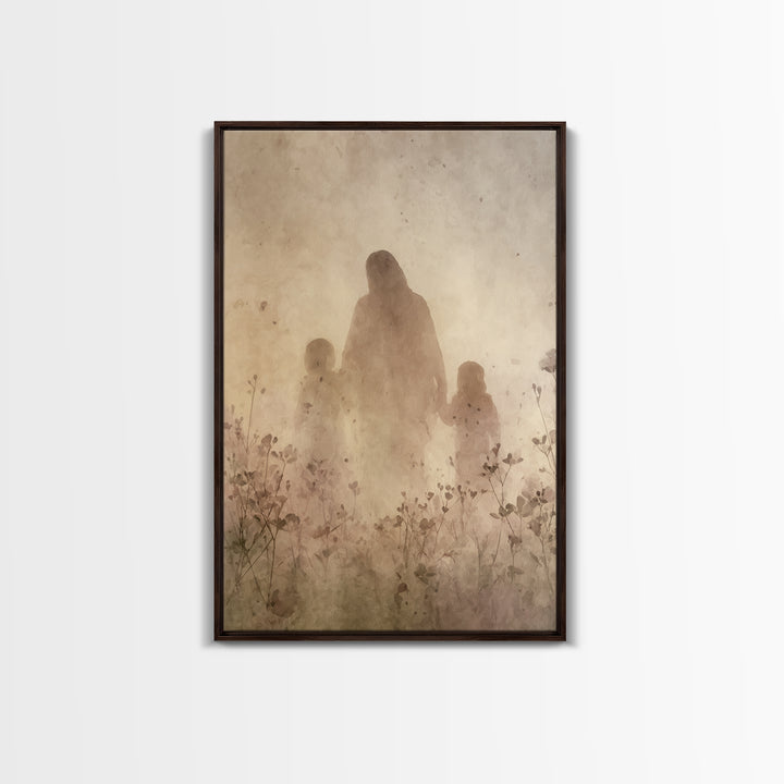 Heavenly Meadow Light, Framed Canvas Print, Christian Wall Art, Christian Art Canvas, Jesus Painting, Christian Christmas Art, Christian Ho