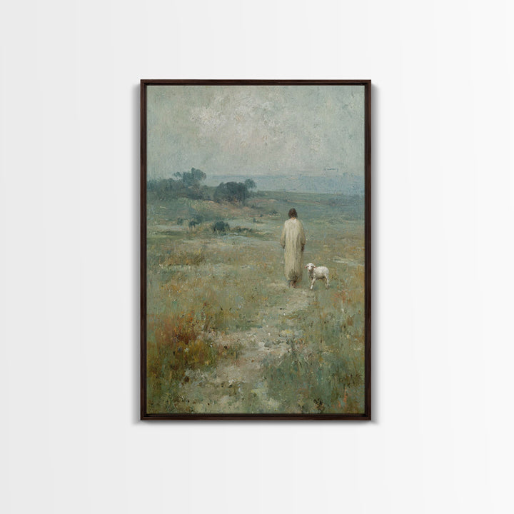 Quiet Meadow Steps – Framed Canvas Print – Christian Art – Christian Art Canvas – Christian Wall Art – Jesus Painting – Christian Art Print