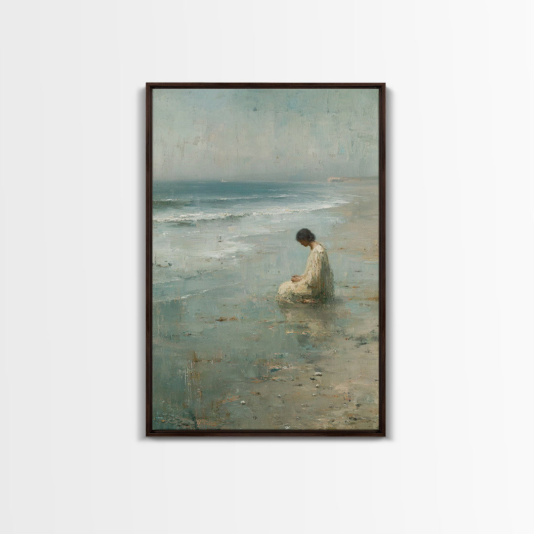 Silent Tide Prayer | Framed Canvas Print | Christian Wall Art | Christian Art Canvas | Christian Painting | Minimalist Christian Art | Chri
