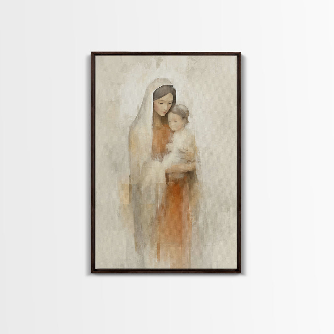 Blessed Mother Love | Framed Canvas Print | Christian Wall Art | Mary And Jesus Painting | Christian Art Canvas | Modern Christian Art | Ch