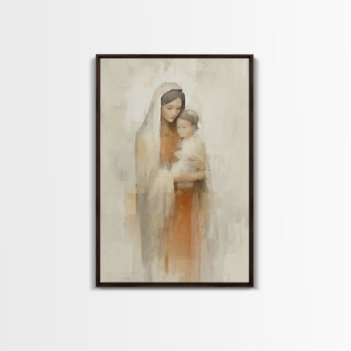 Blessed Mother Love | Framed Canvas Print | Christian Wall Art | Mary And Jesus Painting | Christian Art Canvas | Modern Christian Art | Ch