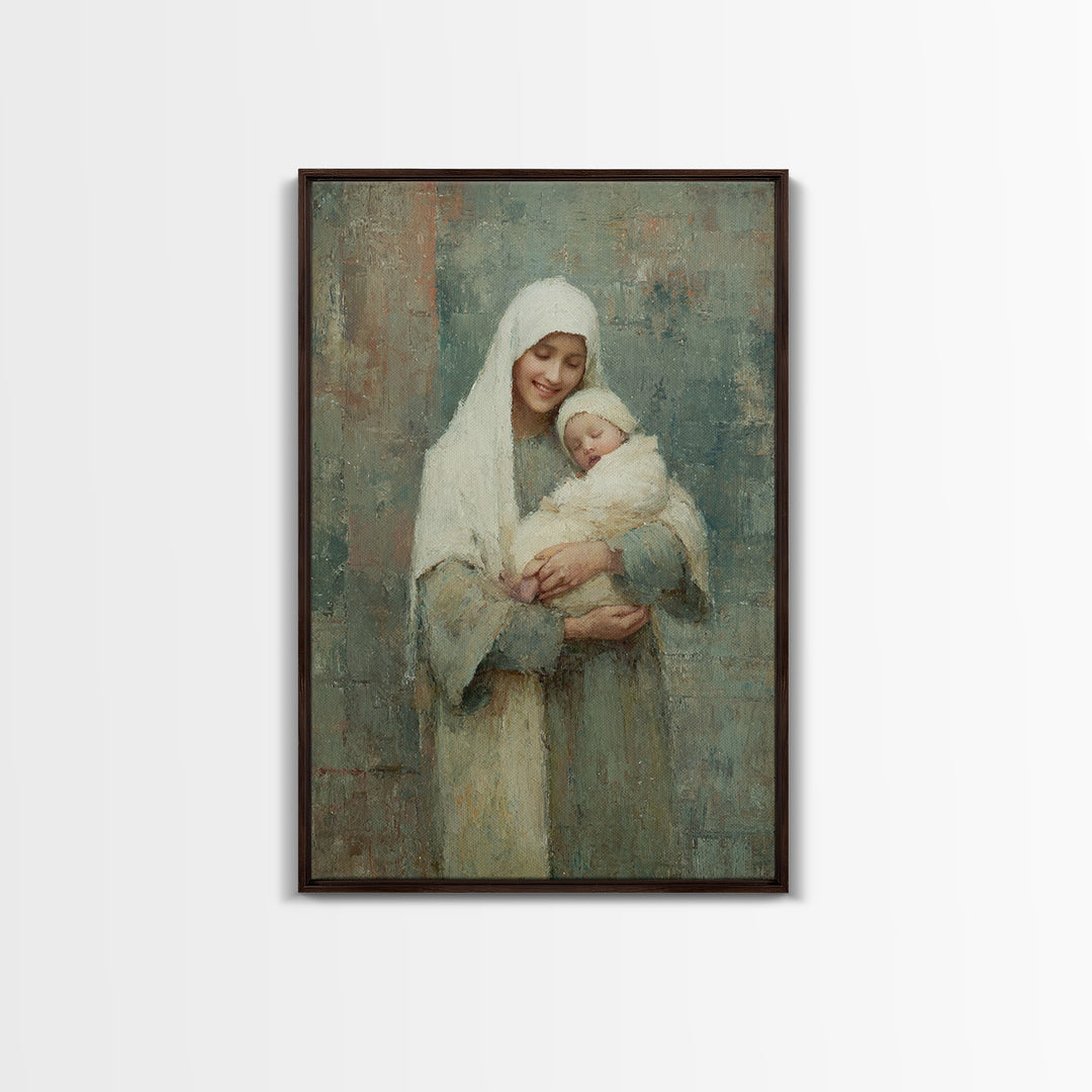 Blessed Embrace - Framed Canvas Print - Christian Art Canvas - Christian Wall Art - Christian Christmas Art - Jesus Painting - Christian De