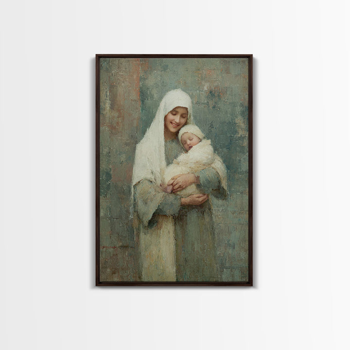 Blessed Embrace - Framed Canvas Print - Christian Art Canvas - Christian Wall Art - Christian Christmas Art - Jesus Painting - Christian De