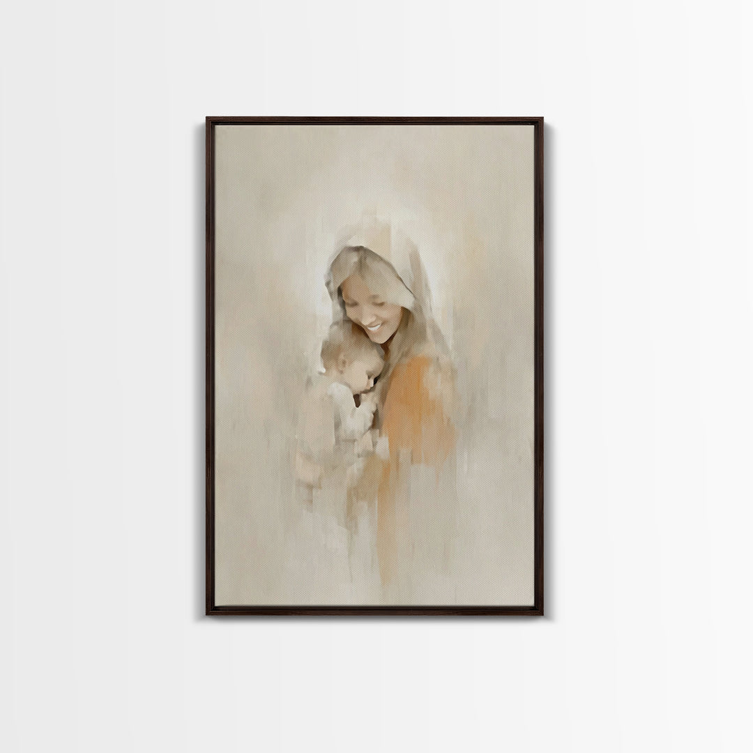 Radiant Mercy - Framed Canvas Print - Christian Wall Art - Christian Art Canvas - Vintage Christian Art - Mary And Jesus Painting - Christi