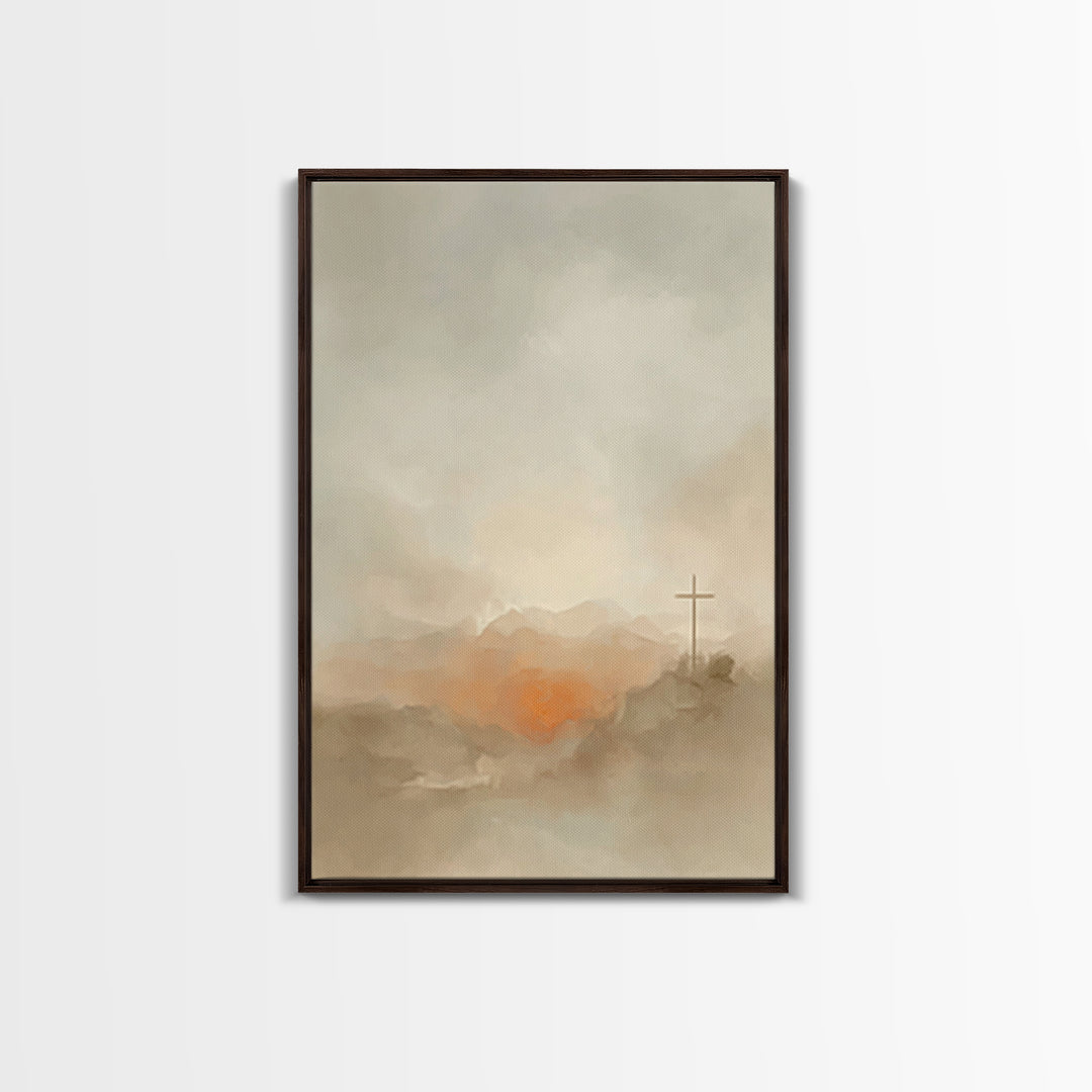 Crosslight Horizon – Framed Canvas Print – Christian Art Canvas – Christian Wall Art – Abstract Christian Art – Christian Decoration