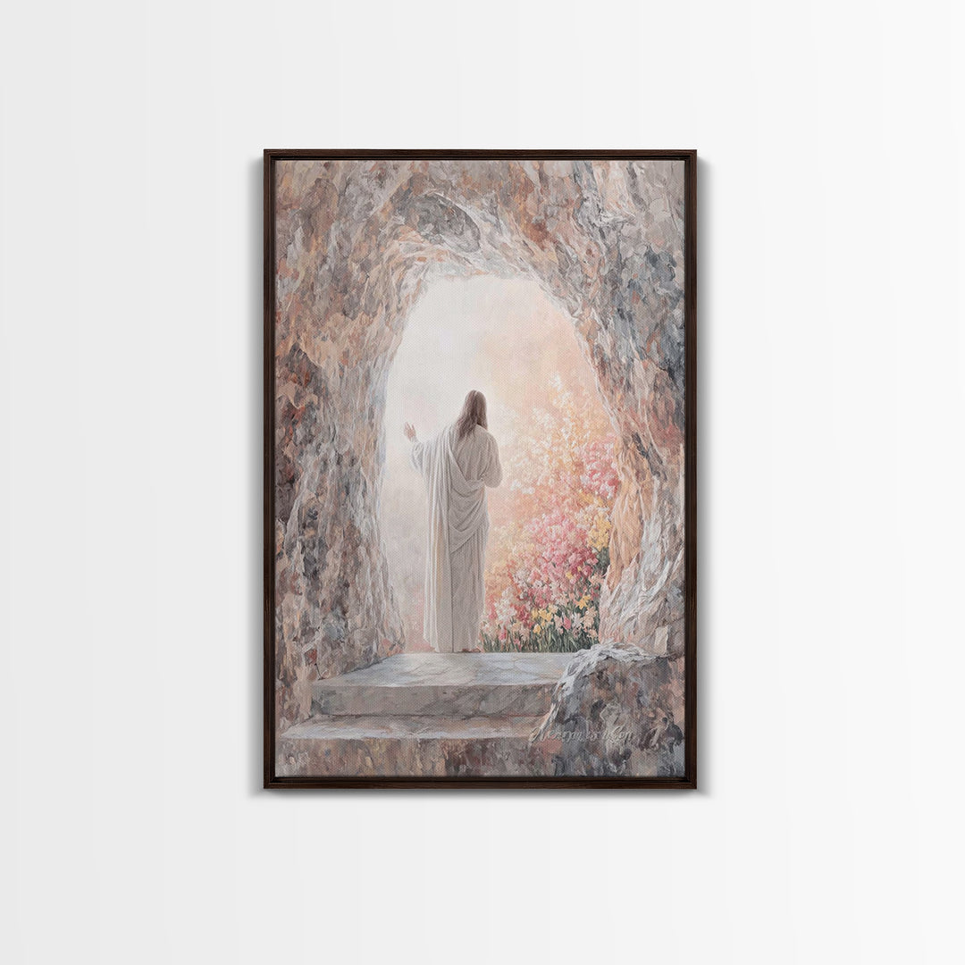 Risen Morning Light – Framed Canvas Print – Christian Wall Art – Jesus Painting – Christian Art Canvas – Christian Art – Christian Gift