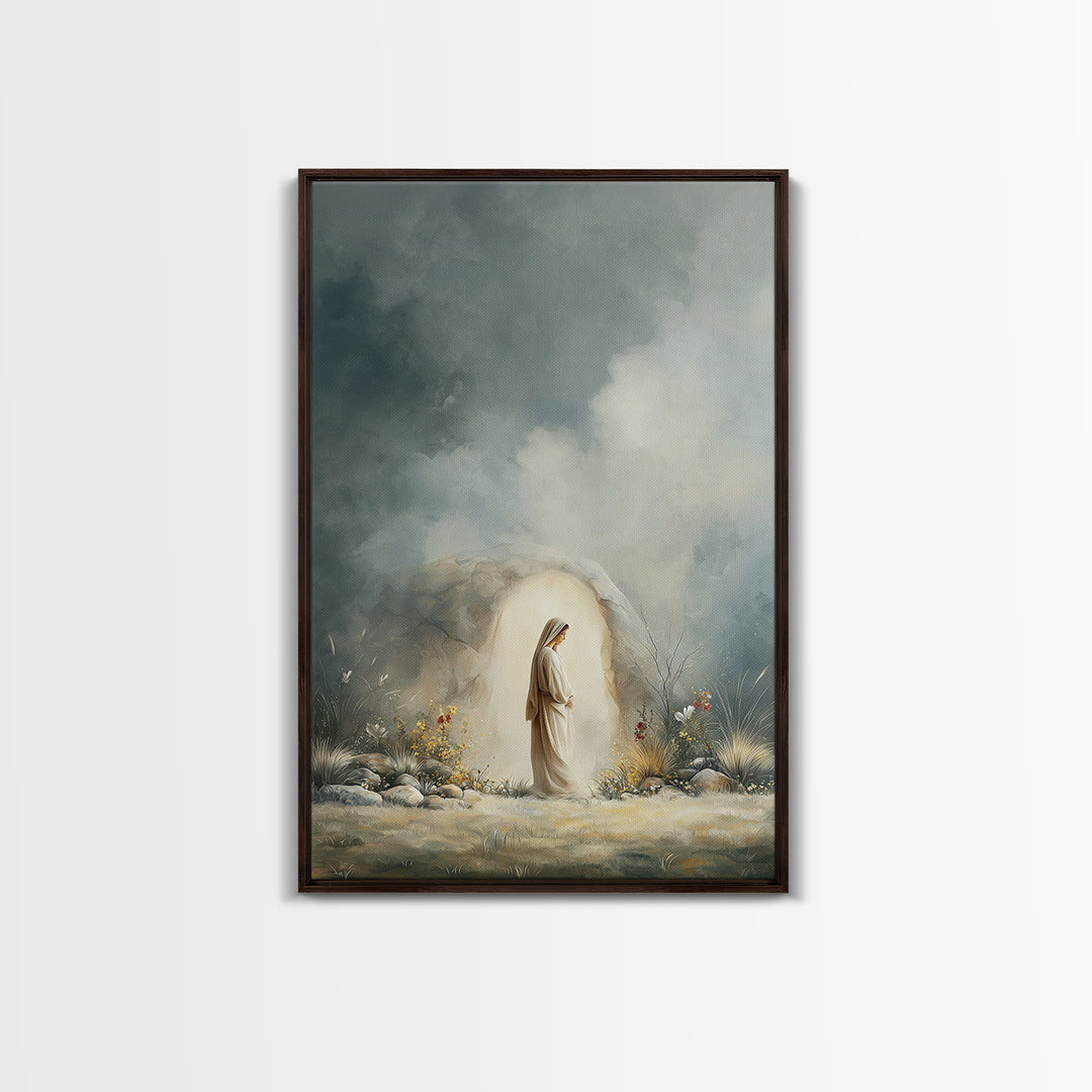 Tombside Dawn – Framed Canvas Print – Christian Art – Christian Art Canvas – Subtle Christian Art – Christian Wall Art – Christian Painting