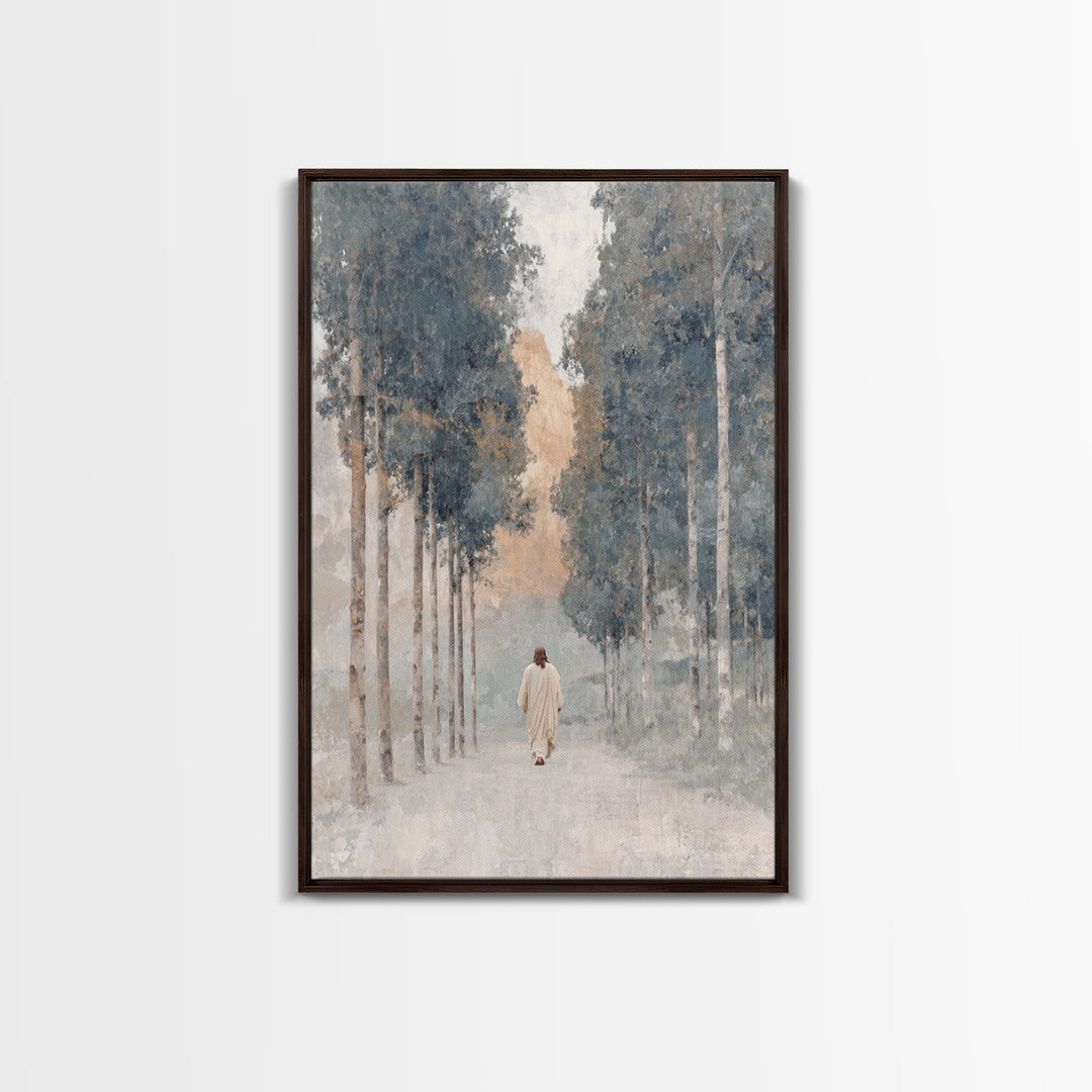 Walk In Peace – Framed Canvas Print – Christian Art Canvas – Blue Christian Art – Christian Wall Art – Christian Painting – Unique Christia