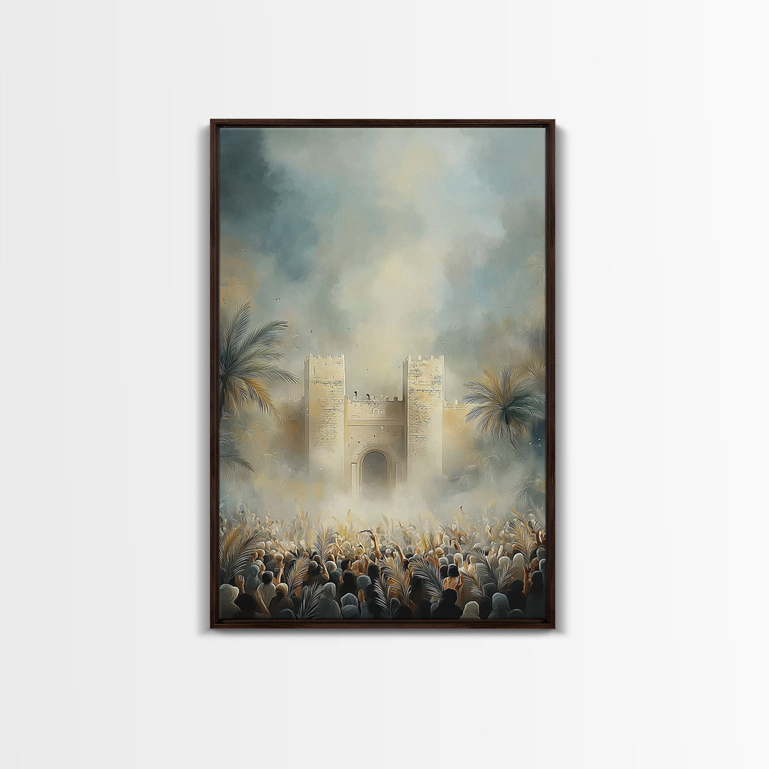 Palm Gate Hosanna – Framed Canvas Print – Christian Art – Christian Wall Art – Christian Art Painting – Moody Christian Art