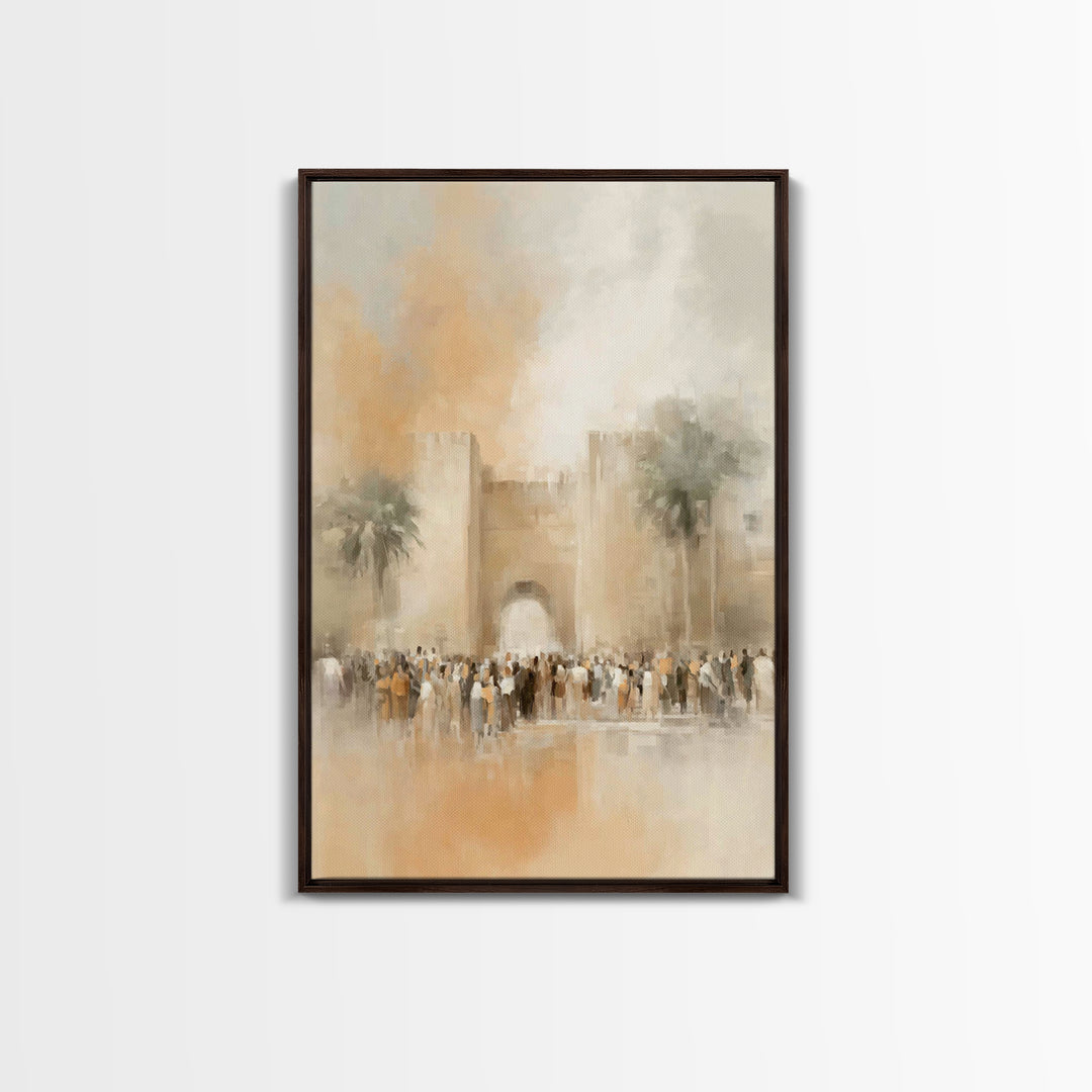 Hosanna At The Gate – Framed Canvas Print – Christian Wall Art – Christian Art Canvas – Christian Paintings – Moody Christian Art