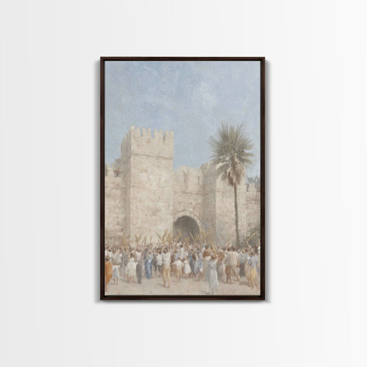 Palm Day Rejoicing, Framed Canvas Print, Christian Art Canvas, Christian Wall Art, Subtle Christian Art, Christian Art Prints