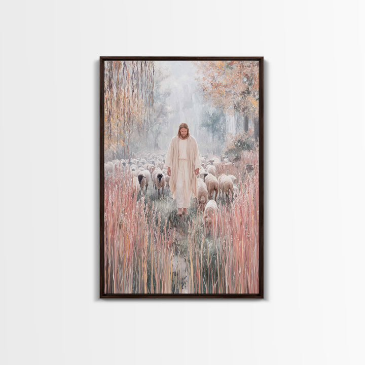 Shepherd Of Light | Framed Canvas Print | Jesus Painting Canvas | Christian Art | Large Jesus Wall Art | Modern Christian Painting