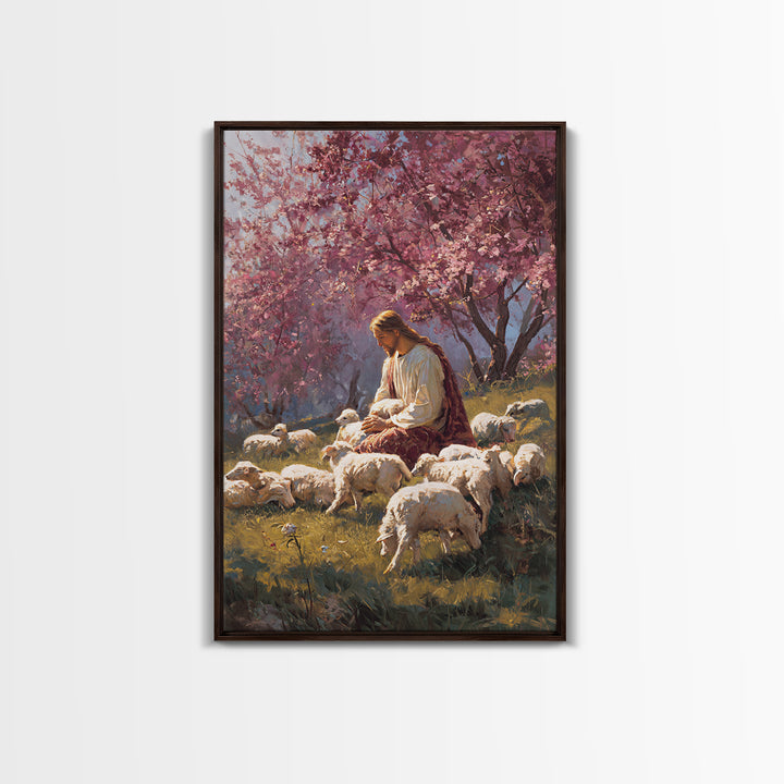 Blossoms Of Peace - Framed Canvas Print - Christian Art Canvas - Jesus Painting - Christian Wall Art - Spring Christian Art - Christian Gif