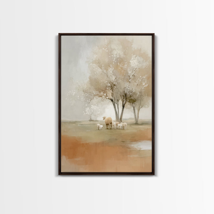 Gentle Meadow Calm - Framed Canvas Print - Christian Wall Art - Christian Art Canvas - Pastoral Scenery - Subtle Christian Art - Christian