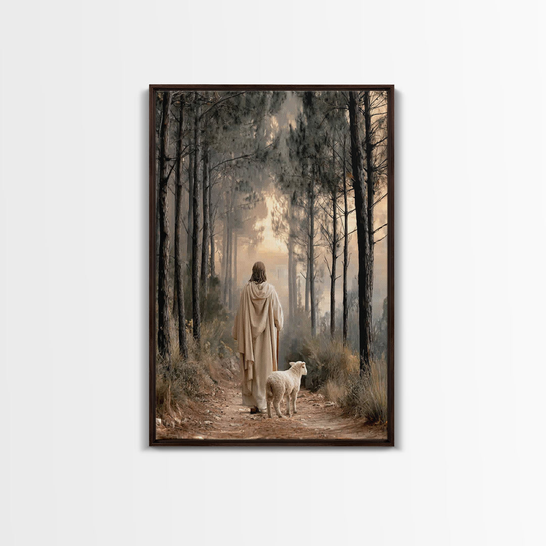Autumn Ascent – Framed Canvas Print – Christian Wall Art – Jesus Painting – Christian Art Canvas – Minimalist Christian Art – Christian Dec