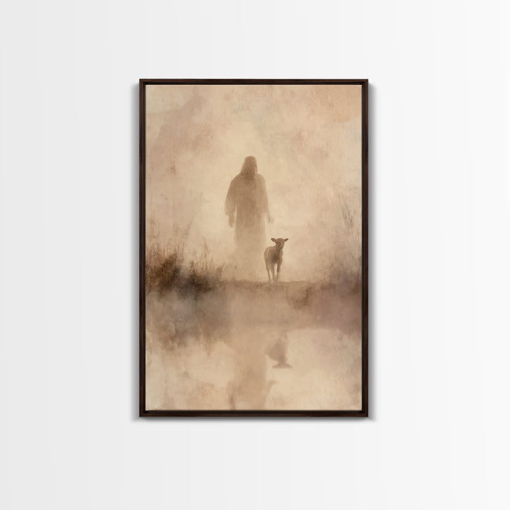 Shepherd’s Dawn – Framed Canvas Print – Christian Wall Art – Jesus Painting – Christian Art Canvas – Vintage Christian Art – Christian Art