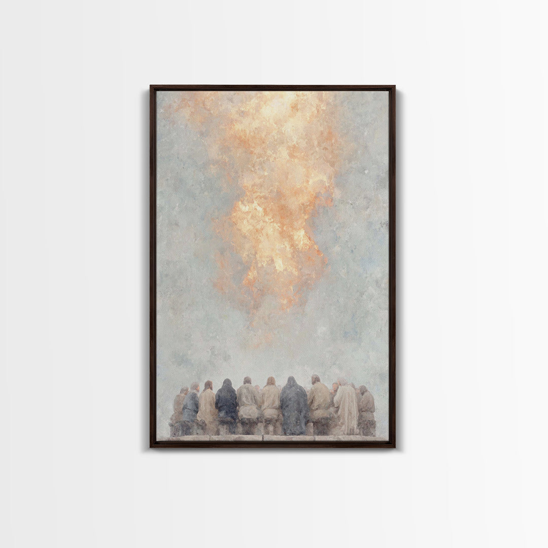 Pentecost Flame – Framed Canvas Print – Christian Wall Art – Christian Art Canvas – Christian Painting – Vintage Christian Art – Christian