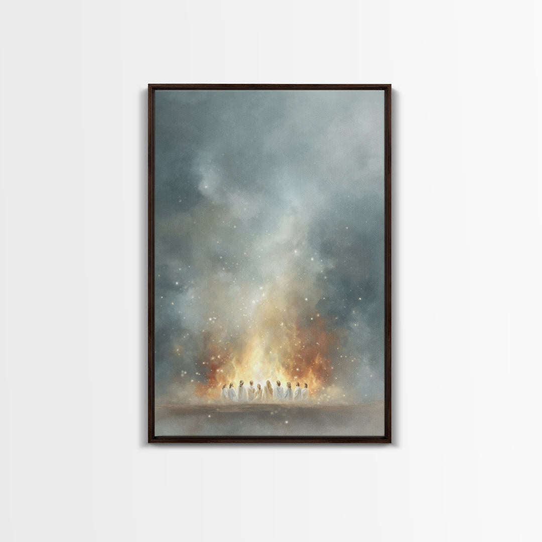 Heavenly Fire – Framed Canvas Print – Christian Wall Art – Christian Art Canvas – Jesus Painting – Moody Christian Art – Large Christian Pa