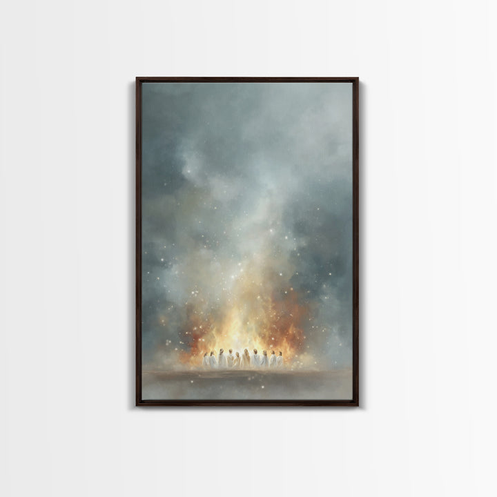 Heavenly Fire – Framed Canvas Print – Christian Wall Art – Christian Art Canvas – Jesus Painting – Moody Christian Art – Large Christian Pa
