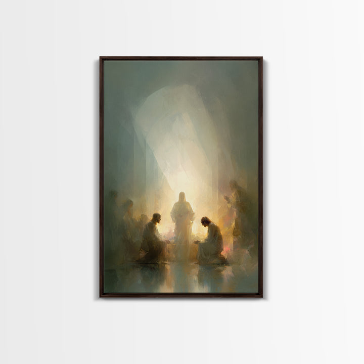 Radiant Supper – Framed Canvas Print – Christian Art Canvas – Christian Wall Art – Modern Christian Painting – Jesus Painting – Christian A