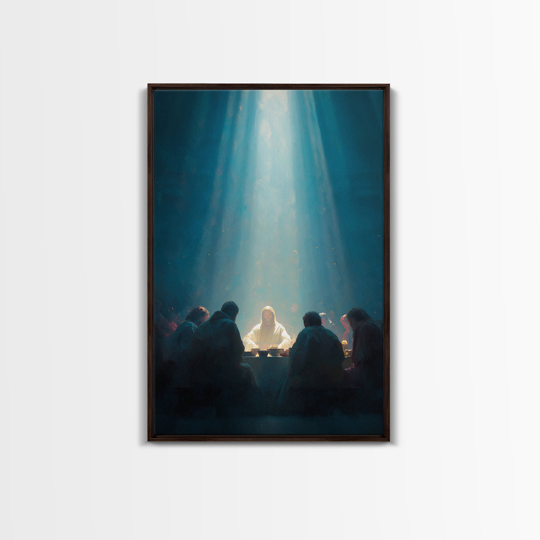Light Of Communion – Framed Canvas Print – Christian Art Canvas – Christian Wall Art – Large Christian Painting – Moody Christian Art – Jes