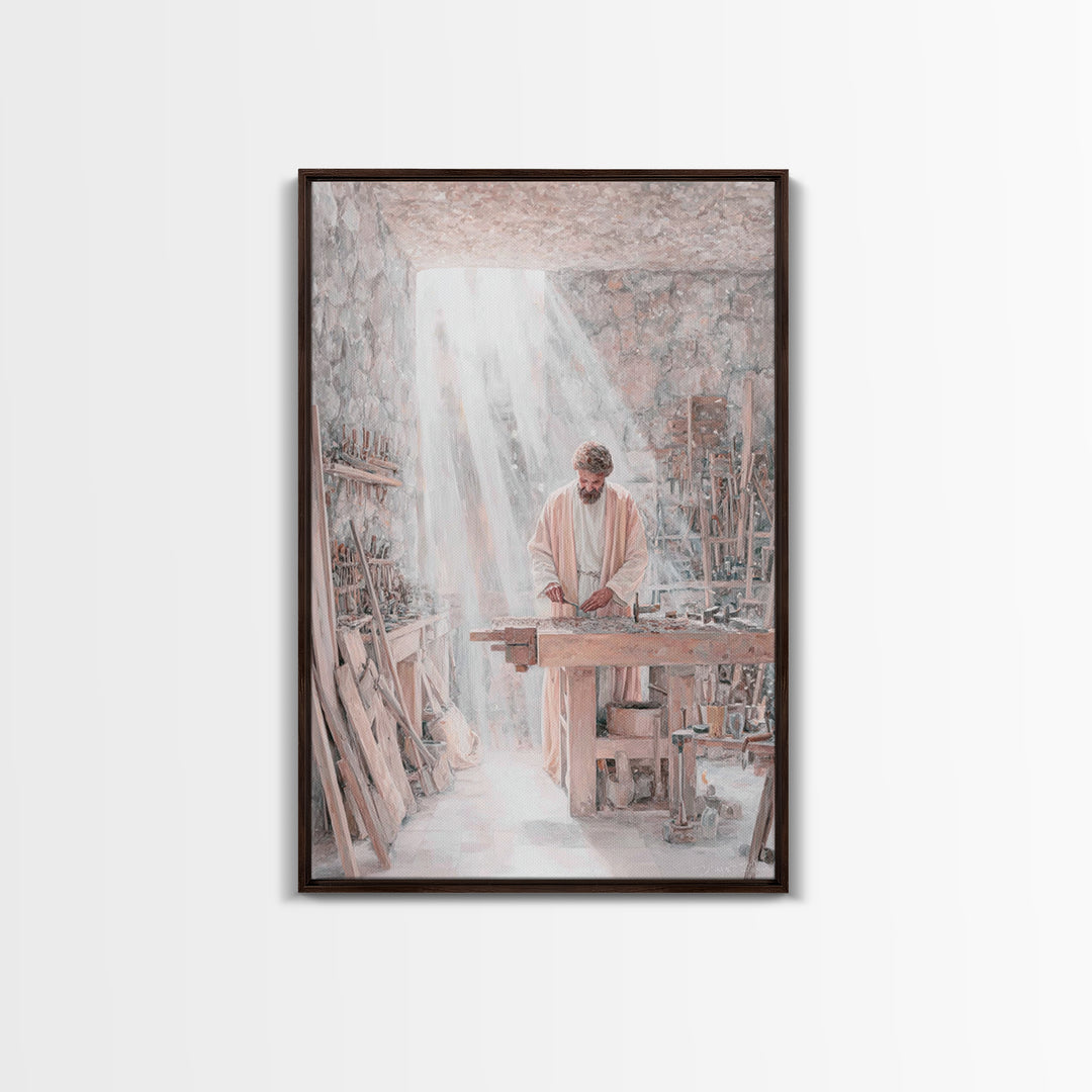 Light Of Labor - Framed Canvas Print - Christian Wall Art - Jesus Painting - Christian Art Canvas - Christian Decor - Christian Gift Ideas