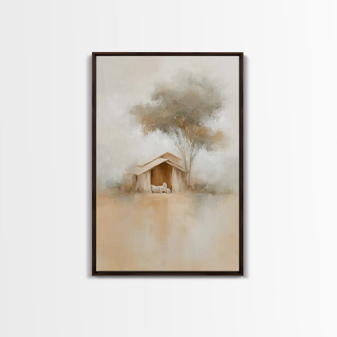 Silent Manger Peace – Framed Canvas Print – Christian Art Canvas – Minimalist Christian Art – Christmas Wall Art – Unique Christian Art – C