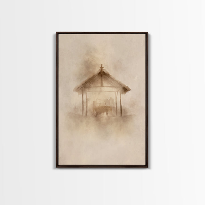 Holy Light Haven – Framed Canvas Print – Christian Art Canvas – Christian Christmas Decor – Jesus Painting – Christmas Art – Subtle Christi