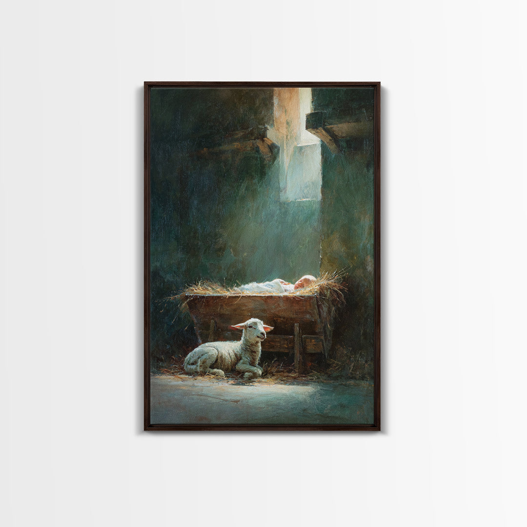 Father’s Gentle Watch – Framed Canvas Print – Christian Wall Art – Jesus Painting – Christian Art Canvas – Christmas Art Prints – Christian