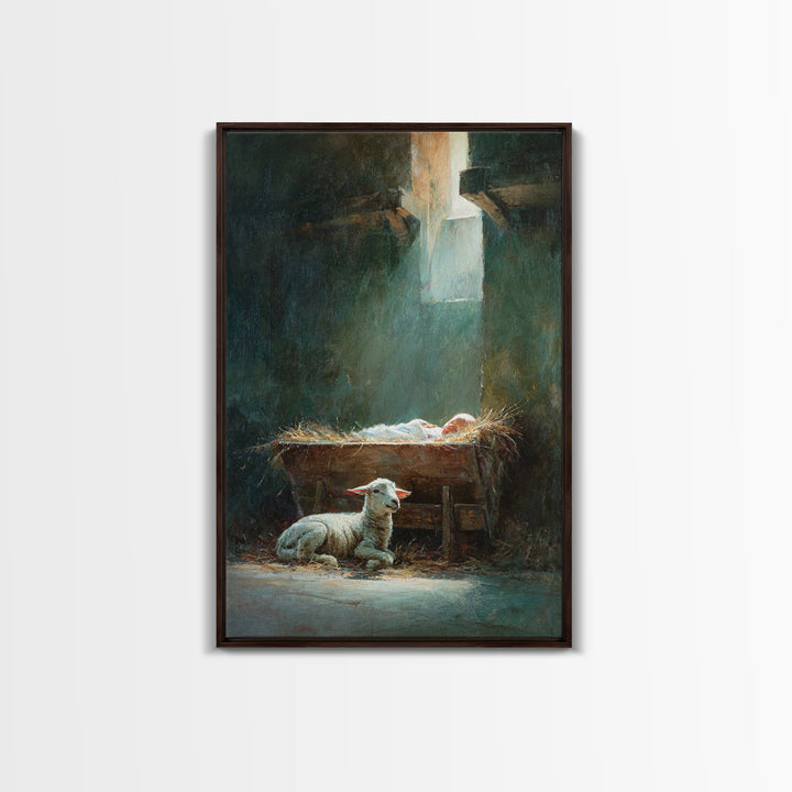 Father’s Gentle Watch – Framed Canvas Print – Christian Wall Art – Jesus Painting – Christian Art Canvas – Christmas Art Prints – Christian