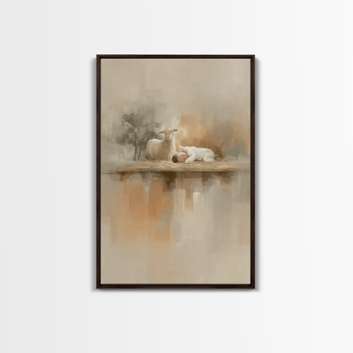 Little Lamb Peace – Framed Canvas Print – Christian Wall Art – Christian Art Canvas – Jesus Painting – Christmas Art – Christian Christmas