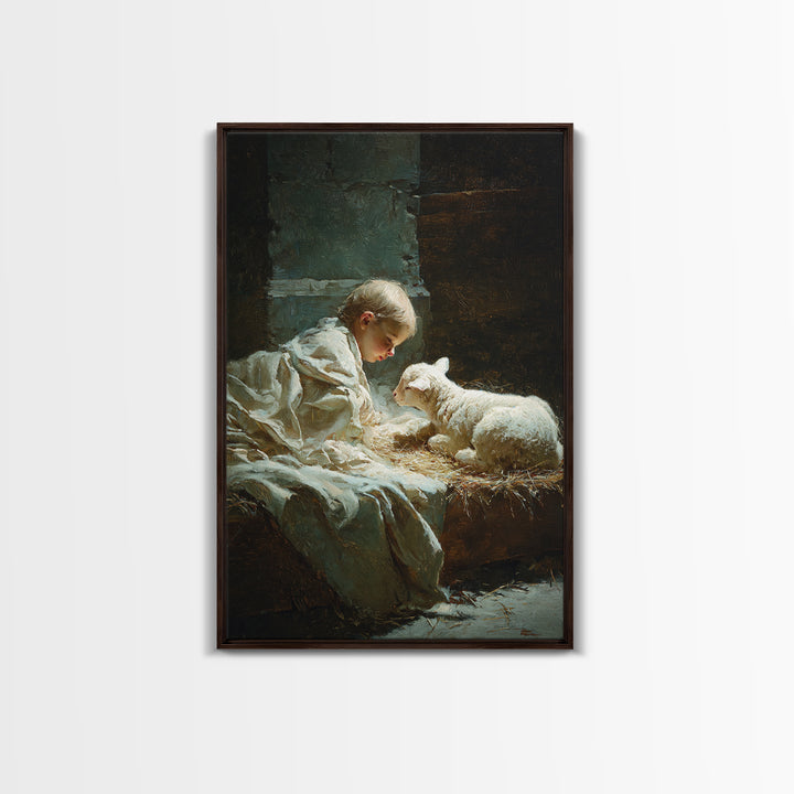 Holy Child Light – Framed Canvas Print – Christian Art Canvas – Christian Wall Art – Jesus Christmas Art – Vintage Christian Art – Christia