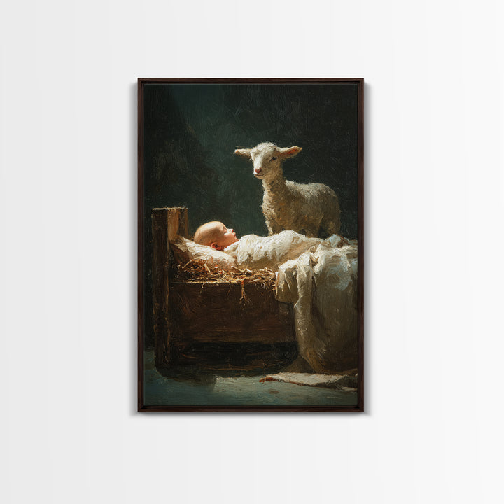Gentle Watch Grace – Framed Canvas Print – Christian Art Canvas – Modern Christian Painting – Christian Wall Art – Jesus Christmas Art – Ch