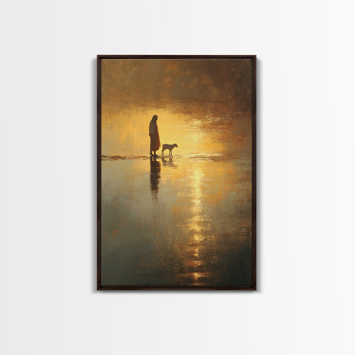 Golden Quiet Valley – Framed Canvas Print – Christian Art Canvas – Moody Christian Art – Jesus Painting – Christian Wall Art – Christian De