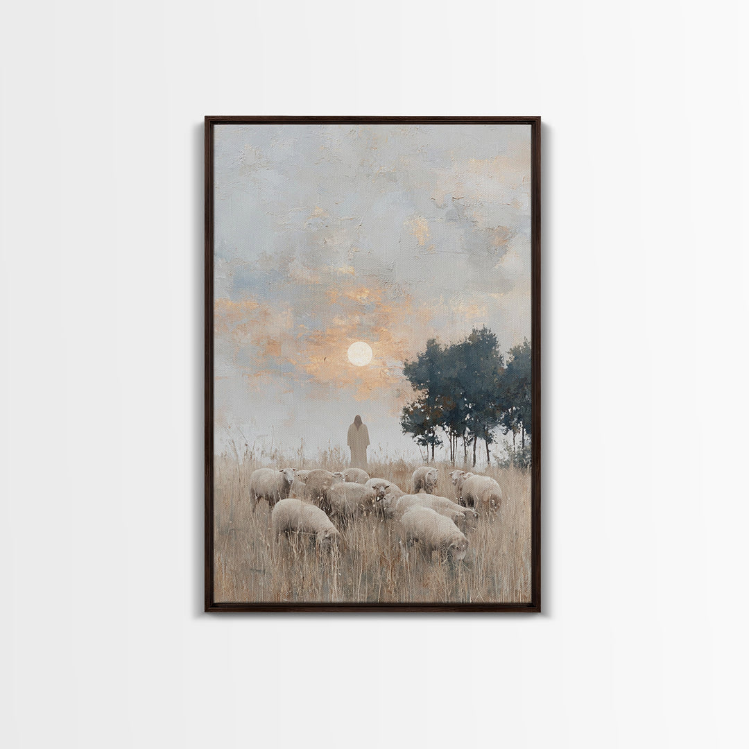 Pasture Of Mercy – Framed Canvas Print – Christian Art Print – Christian Wall Art – Jesus Painting – Christian Art Canvas – Christian Chris
