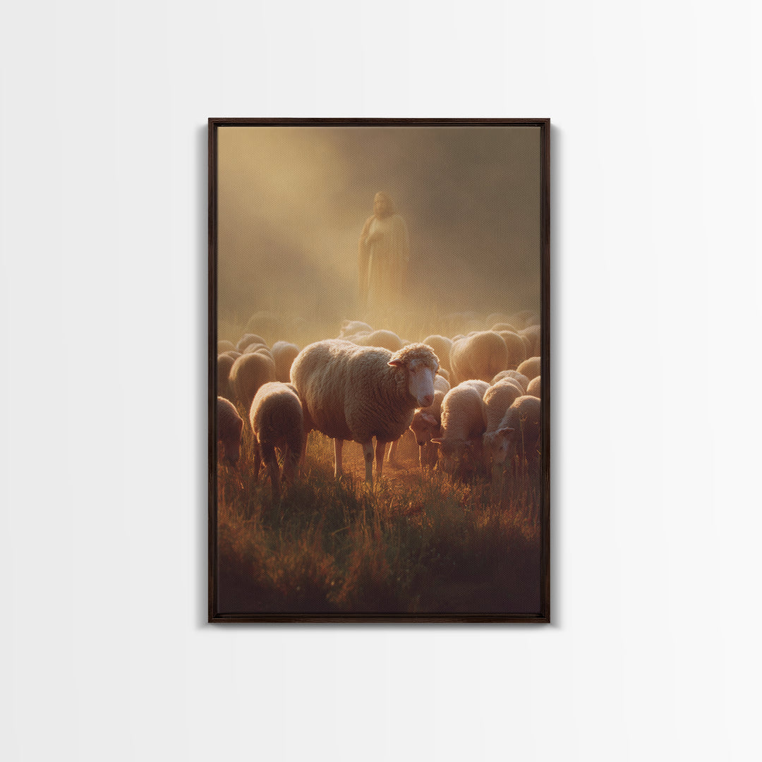 Shepherd’s Watchlight – Framed Canvas Print – Jesus Painting – Christian Art Canvas – Christian Christmas Art – Moody Christian Art – Chris