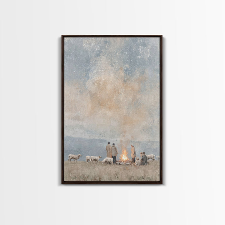Still Night Vigil – Framed Canvas Print – Christian Art Canvas – Subtle Christian Art – Christian Painting – Christmas Art – Christian Wall