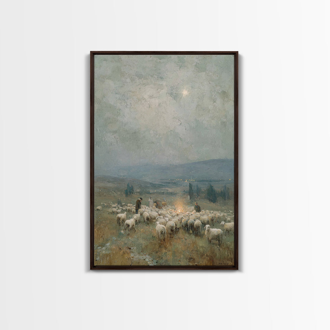 Bethlehem Horizon Star – Framed Canvas Print – Christian Wall Art – Christian Christmas Art – Christian Art Canvas – Pastoral Scenery – Chr