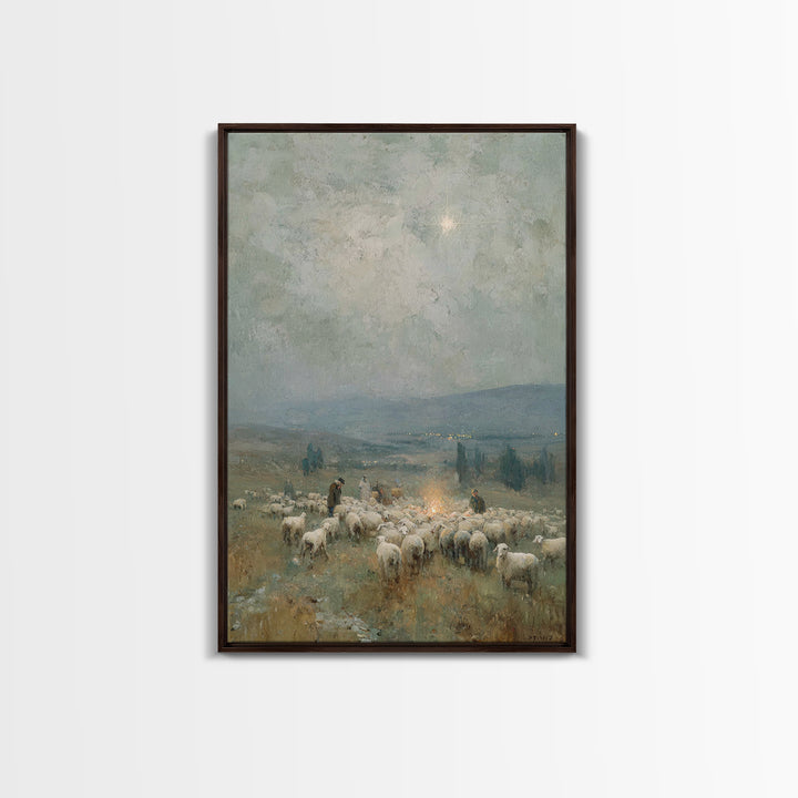 Bethlehem Horizon Star – Framed Canvas Print – Christian Wall Art – Christian Christmas Art – Christian Art Canvas – Pastoral Scenery – Chr
