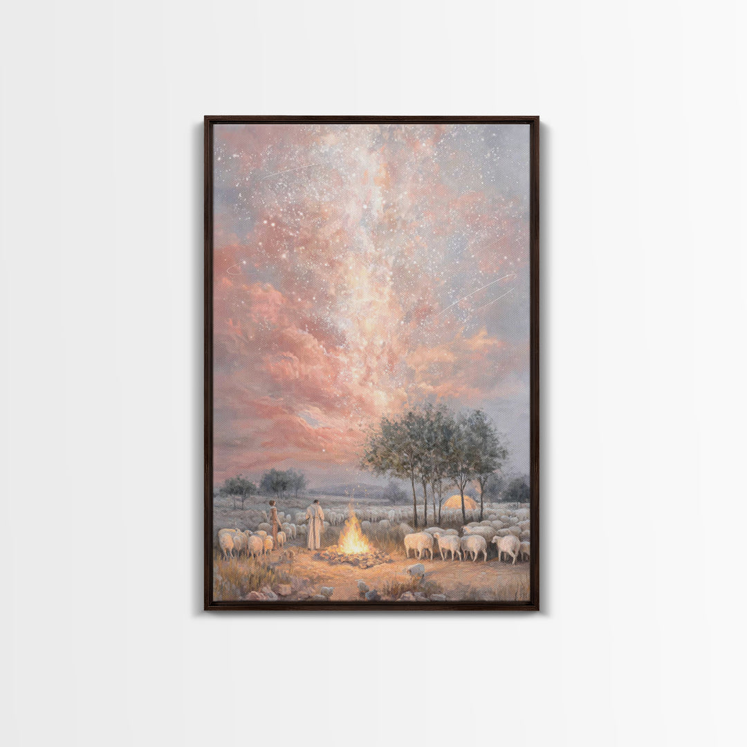 Glory In The Heavens – Framed Canvas Print – Christian Art Canvas – Christmas Art – Christian Wall Art – Christian Christmas Decor – Modern