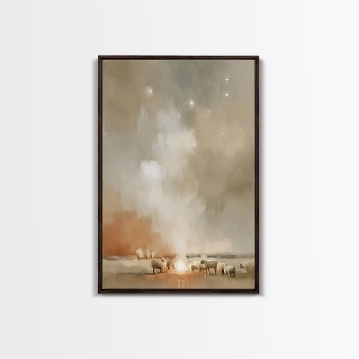 Silent Star Rising – Framed Canvas Print – Christian Wall Art – Christmas Art – Christian Art Canvas – Vintage Christian Art – Christian Ch