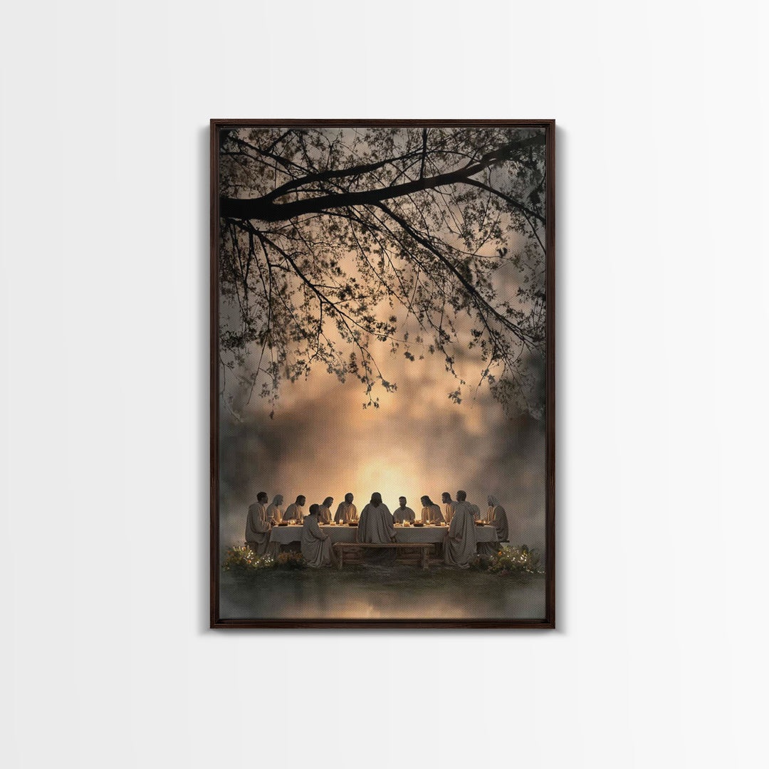 Sacred Gathering – Framed Canvas Print – Christian Wall Art – Christian Art Canvas – Jesus Painting – Subtle Christian Art – Christian Chri