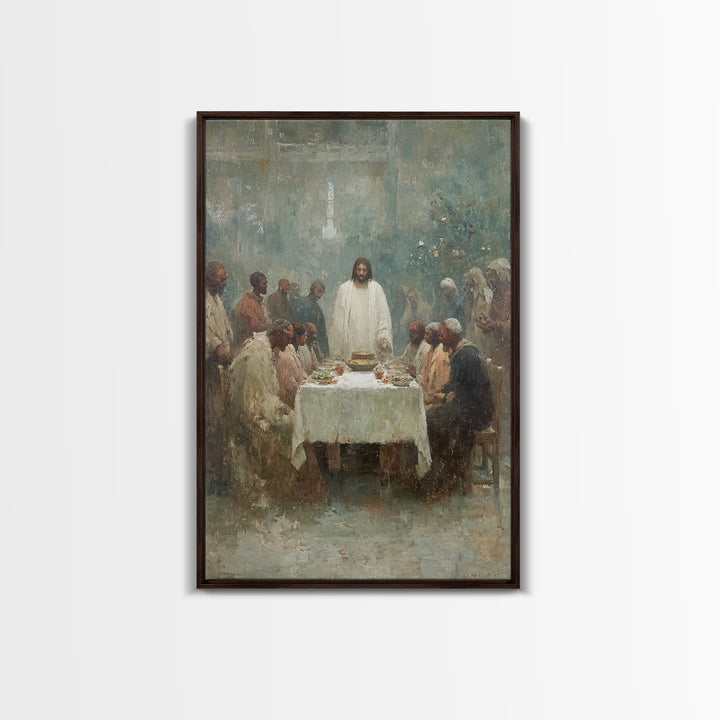 Garden Supper Peace – Framed Canvas Print – Christian Art Canvas – Jesus Painting – Christian Wall Art – Christian Christmas Art – Moody Ch