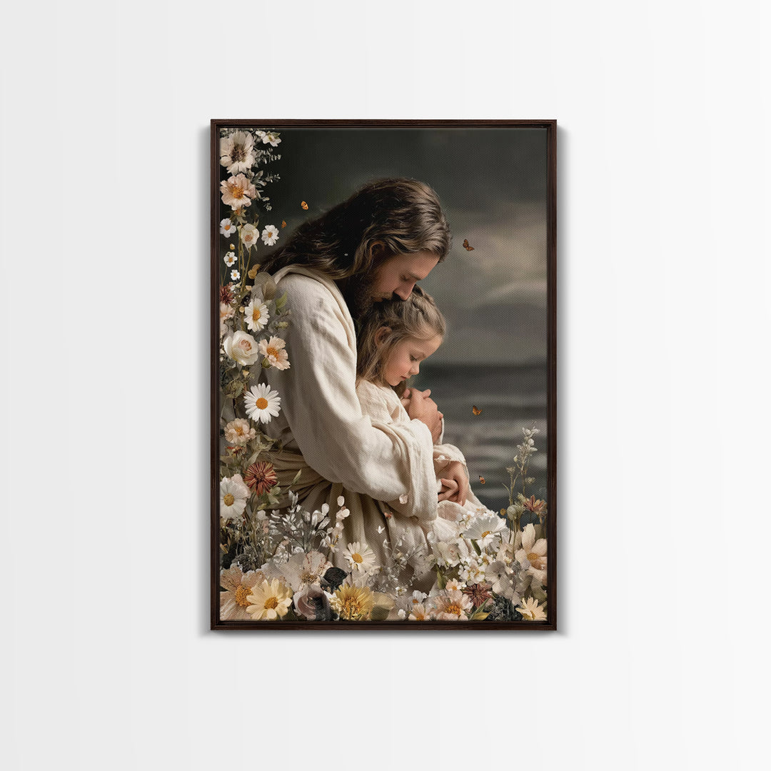 Gentle Comfort – Framed Canvas Print – Jesus Painting – Christian Wall Art – Christian Art Canvas – Subtle Christian Art – Christian Gift I