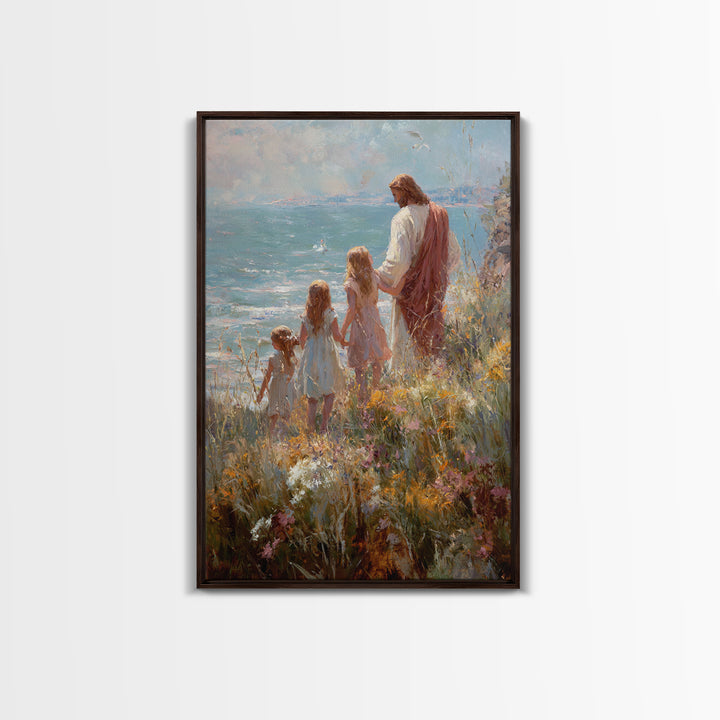 Shoreline Promise | Framed Canvas Print | Christian Wall Art | Jesus Art Print | Christian Art Canvas | Modern Christian Art | Christian Pa