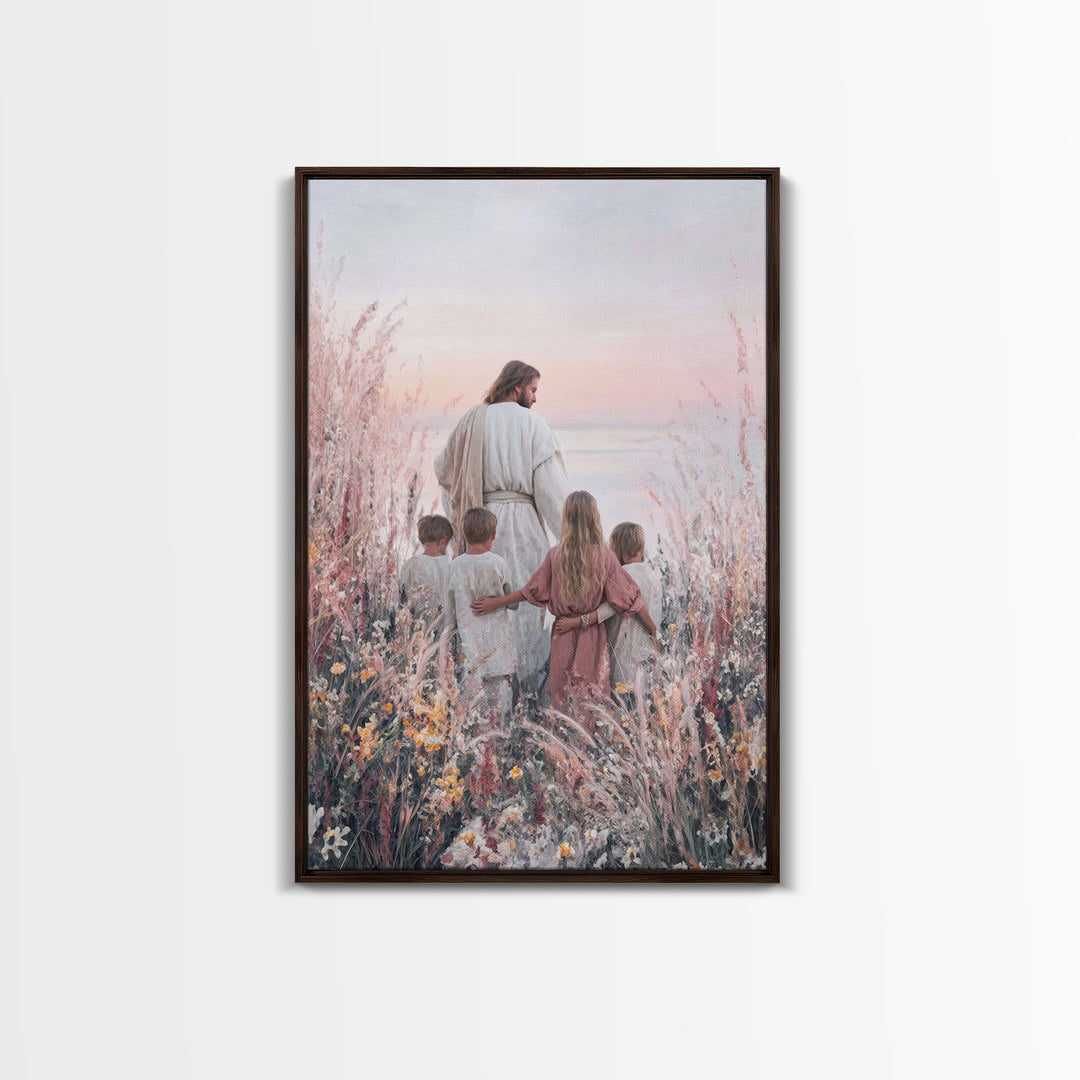 Pastel Horizon Light, Framed Canvas Print, Christian Wall Art, Jesus Art Print, Christian Art Canvas, Christian Painting, Modern Christian