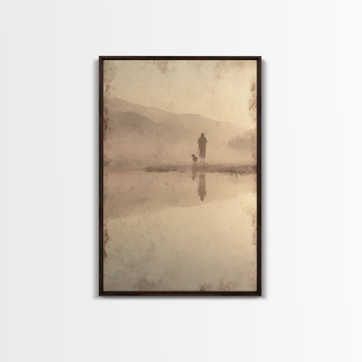 Peaceful Flock Light – Framed Canvas Print – Christian Art Canvas – Jesus Painting – Christian Wall Art – Vintage Christian Art – Christian