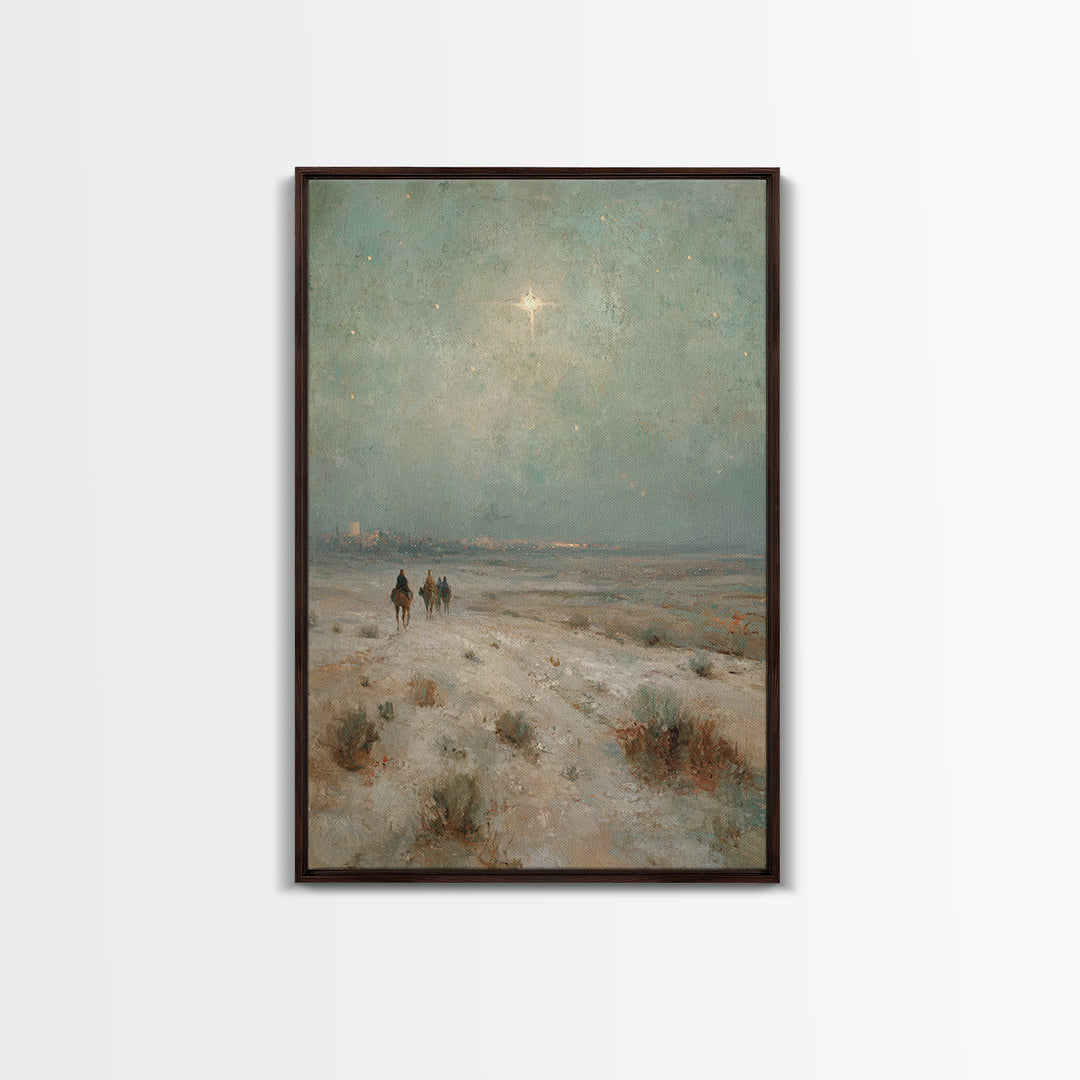 Three Kings Journey | Framed Canvas Print | Christmas Art | Christian Wall Art | Christian Art Canvas | Christian Christmas Art | Vintage C